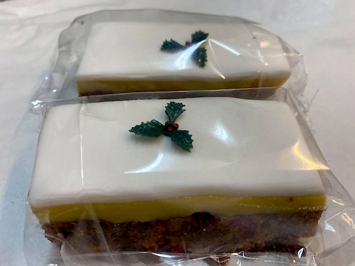 Christmas Iced Fruit Cake Slice